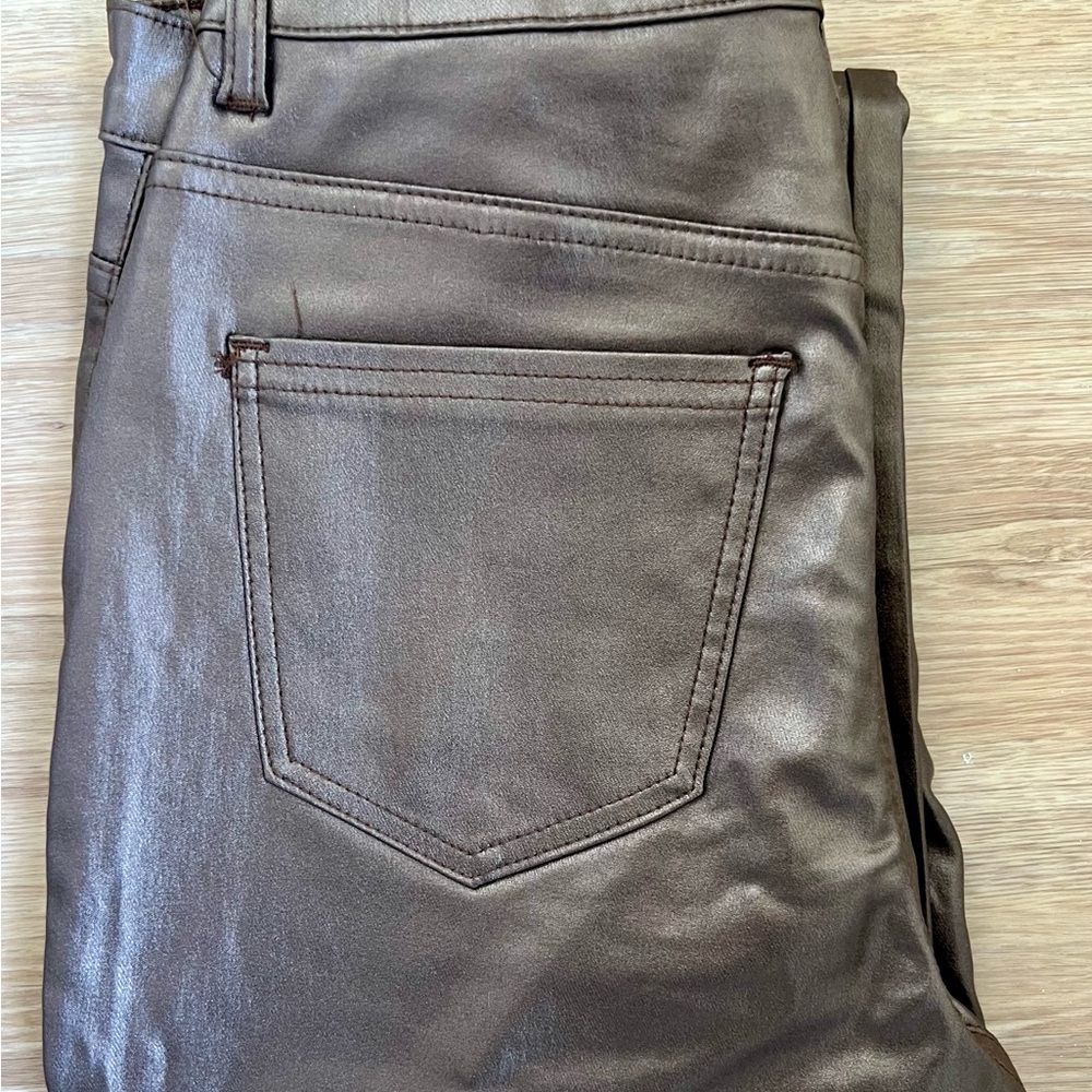Melanie Lyne Coated Metallic bronze Slim-Leg Jeans size 12 never worn